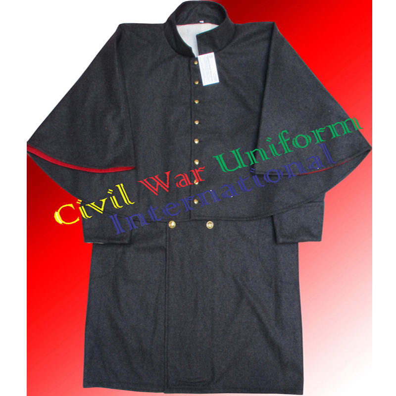Dark grey wool double breasted great coat