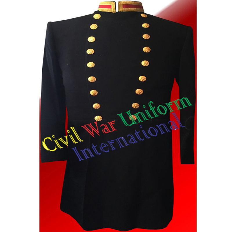 Double breasted navy blue frock coat